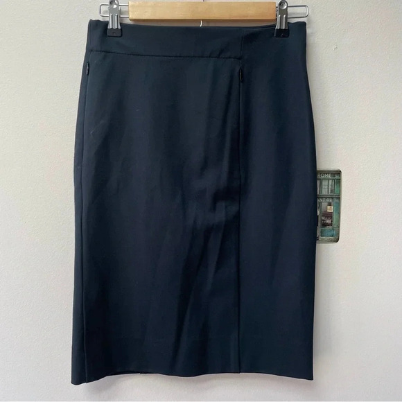 Diane Von Furstenberg Black Soft Stretchy Midi Pencil Skirt Zip Pockets Size 4 - Picture 1 of 5